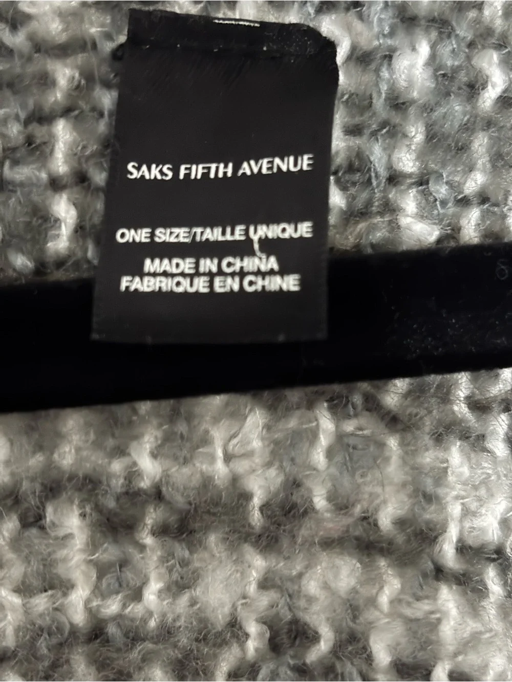 Saks Fifth Avenue Plaid Fringe Throw in Gray, White & Tan